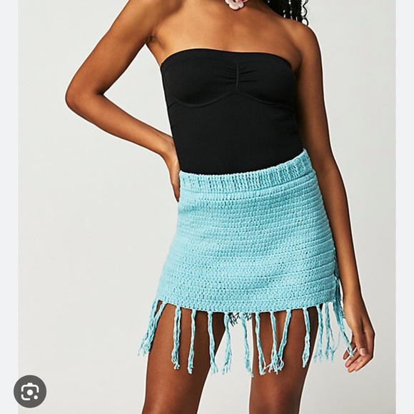 Free People Dresses & Skirts - BNWT!!! Tach crochet mini skirt in light blue